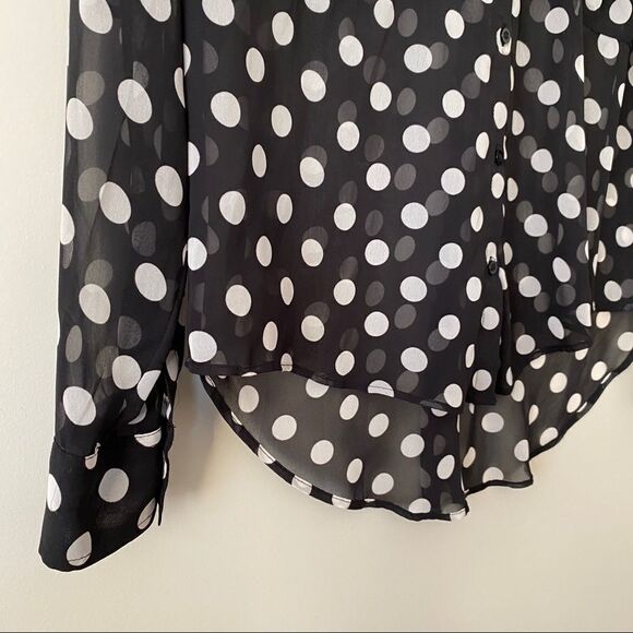 Free People-Sheer Polka Dot Long Sleeve Blouse - Picture 5 of 7